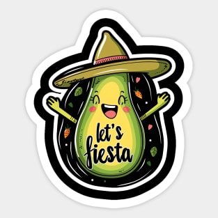 Let's fiesta cute avocado sumbrero Sticker